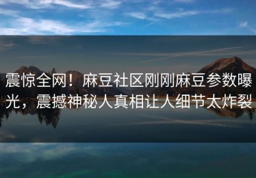 震惊全网！麻豆社区刚刚麻豆参数曝光，震撼神秘人真相让人细节太炸裂