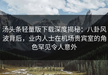汤头条轻量版下载深度揭秘：八卦风波背后，业内人士在机场贵宾室的角色罕见令人意外