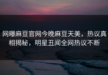 网曝麻豆官网今晚麻豆天美，热议真相揭秘，明星丑闻全网热议不断