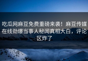 吃瓜网麻豆免费重磅来袭！麻豆传媒在线劲爆当事人秘闻真相大白，评论区炸了