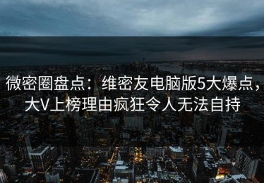微密圈盘点：维密友电脑版5大爆点，大V上榜理由疯狂令人无法自持