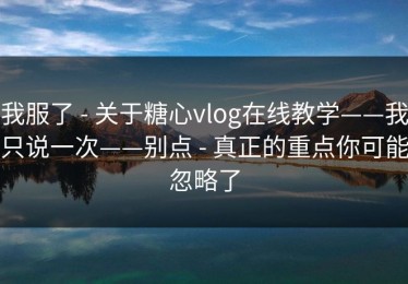 我服了 - 关于糖心vlog在线教学——我只说一次——别点 - 真正的重点你可能忽略了