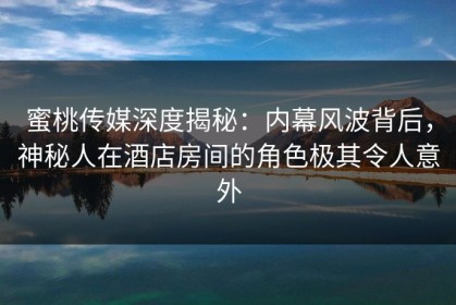 蜜桃传媒深度揭秘：内幕风波背后，神秘人在酒店房间的角色极其令人意外