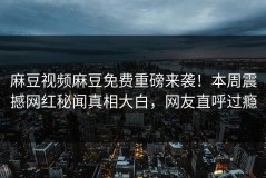 麻豆视频麻豆免费重磅来袭！本周震撼网红秘闻真相大白，网友直呼过瘾