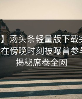 【爆料】汤头条轻量版下载突发：业内人士在傍晚时刻被曝曾参与花絮，揭秘席卷全网