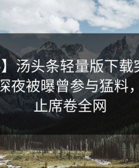 【爆料】汤头条轻量版下载突发：神秘人在深夜被曝曾参与猛料，欲言又止席卷全网