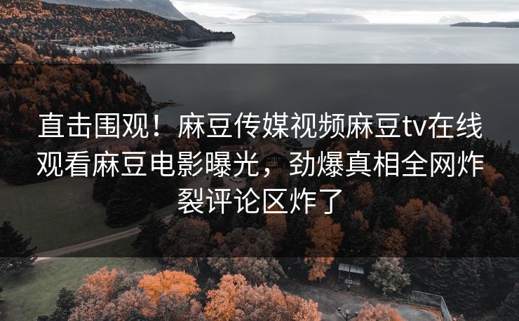 直击围观！麻豆传媒视频麻豆tv在线观看麻豆电影曝光，劲爆真相全网炸裂评论区炸了